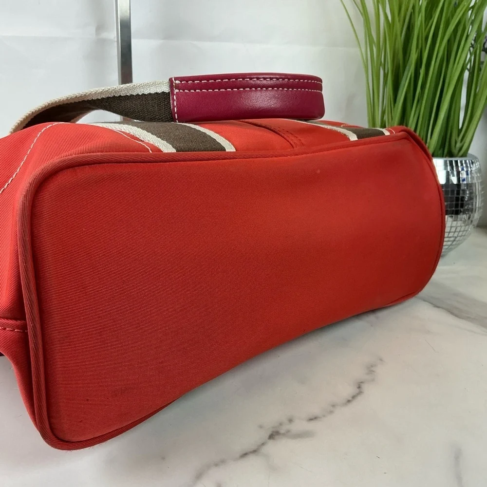 Coach Hampton Vintage‎ Nylon Vibrant Red Orange Tote Bag